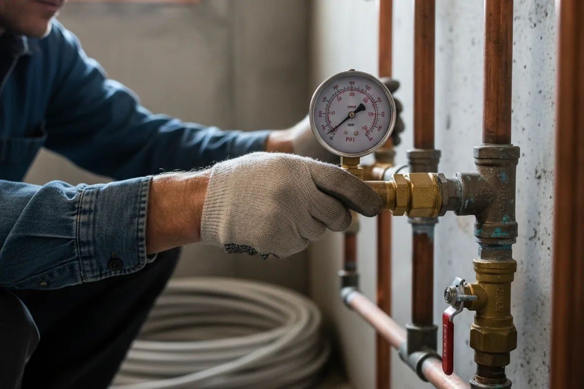 Pressure testing a repaired line during Water Line Repair in Fulton